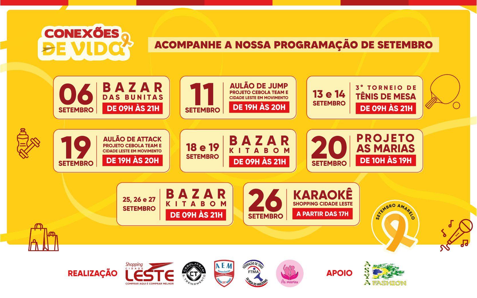 “Conexões de Vida”: Setembro de atividades no Shopping Cidade Leste