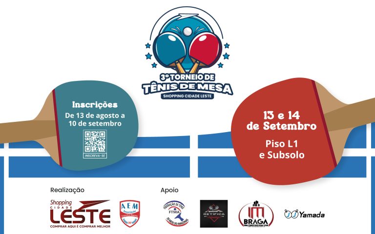 Shopping Cidade Leste será palco do 3º Torneio e 2º Festival de Tênis de Mesa em Manaus