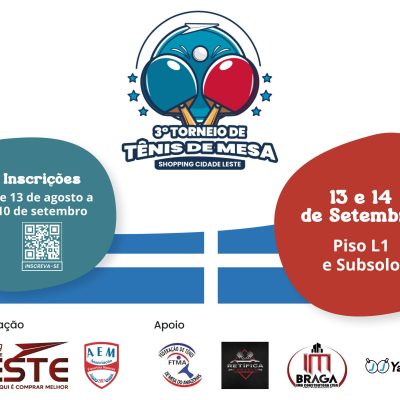 Shopping Cidade Leste será palco do 3º Torneio e 2º Festival de Tênis de Mesa em Manaus